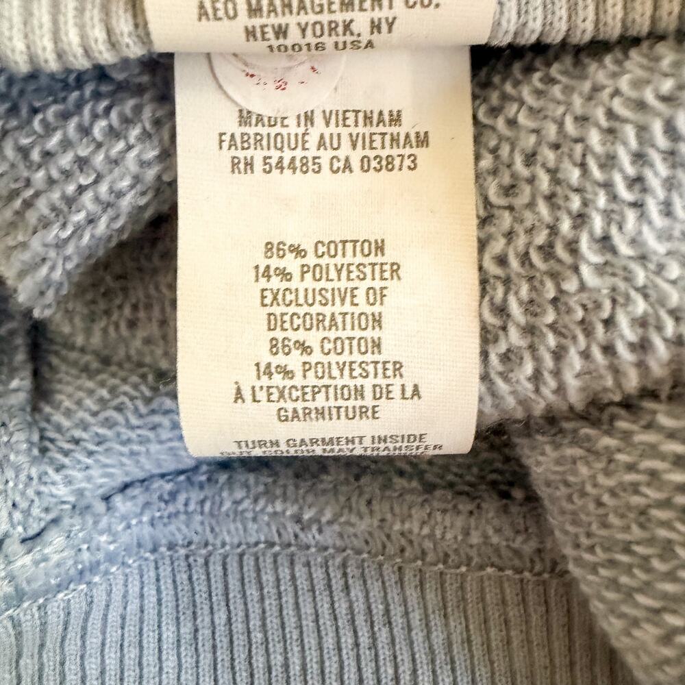 Aerie Distressed Lightweight Crewneck Sweatshirt Blue Oversized Women’s XS - Picture 6 of 6